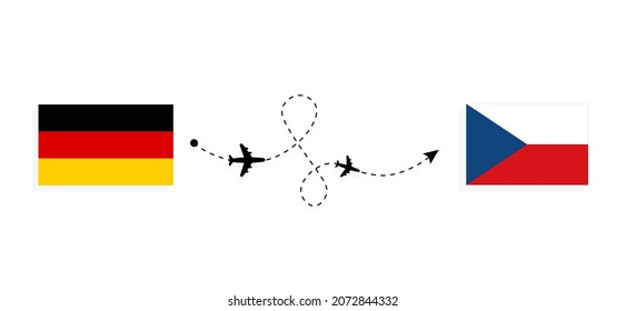 Flight and travel from Germany to Czechia by passenger airplane Travel concept