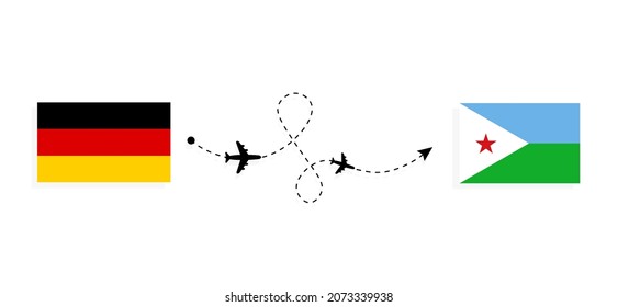 Flight and travel from Germany to Djibouti by passenger airplane Travel concept