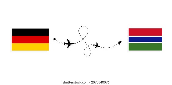 Flight and travel from Germany to Gambia by passenger airplane Travel concept