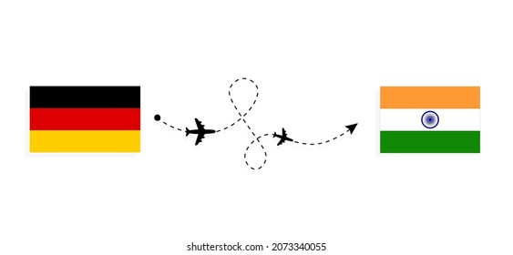 Flight and travel from Germany to India by passenger airplane Travel concept