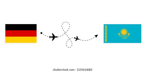 Flight and travel from Germany to Kazakhstan by passenger airplane Travel concept