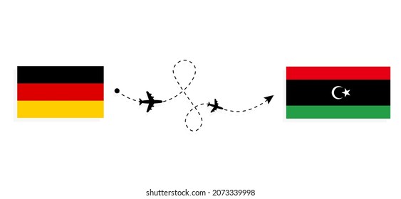 Vuelo desde Alemania a Libia por avión de pasajeros Concepto de viajes
