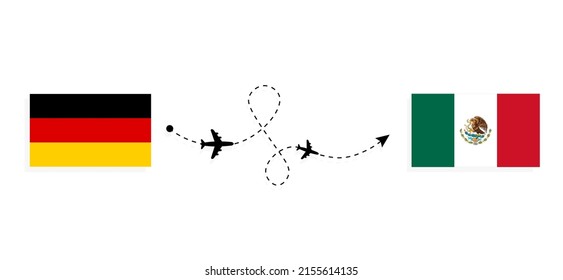 Flight and travel from Germany to Mexico by passenger airplane Travel concept