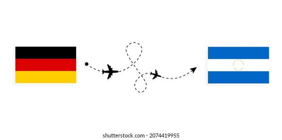 Flight and travel from Germany to Nicaragua by passenger airplane Travel concept