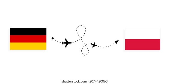 Flight and travel from Germany to Poland by passenger airplane Travel concept