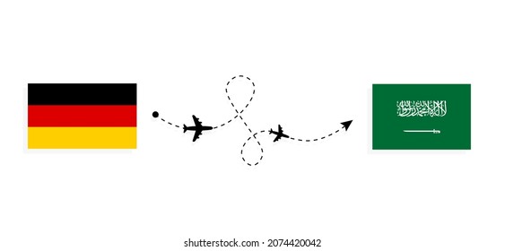 Flight and travel from Germany to Saudi Arabia by passenger airplane Travel concept