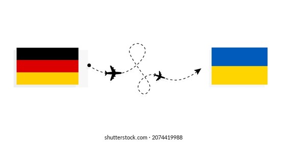 Flight and travel from Germany to Ukraine by passenger airplane Travel concept