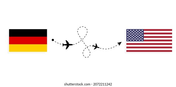 Flight and travel from Germany to USA by passenger airplane Travel concept