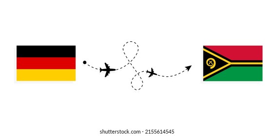 Flight and travel from Germany to Vanuatu by passenger airplane Travel concept