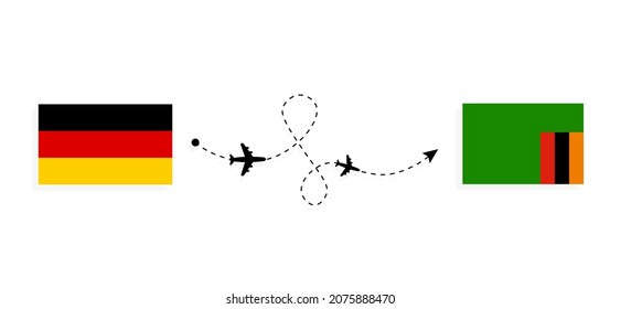 Flight and travel from Germany to Zambia by passenger airplane Travel concept
