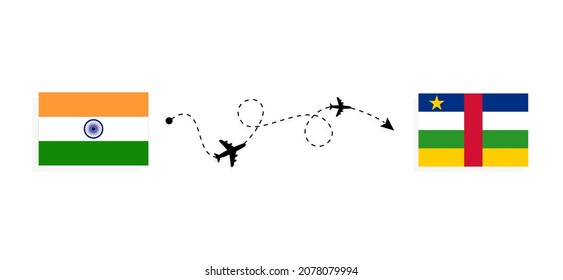 Flight and travel from India to Central African Republic by passenger airplane Travel concept
