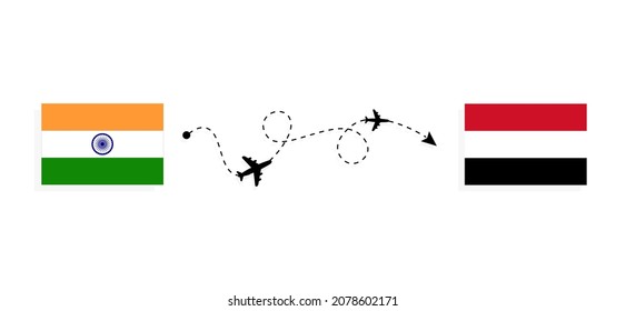 Flight and travel from India to Egypt by passenger airplane Travel concept