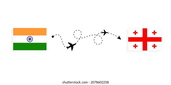 Flight and travel from India to Georgia by passenger airplane Travel concept