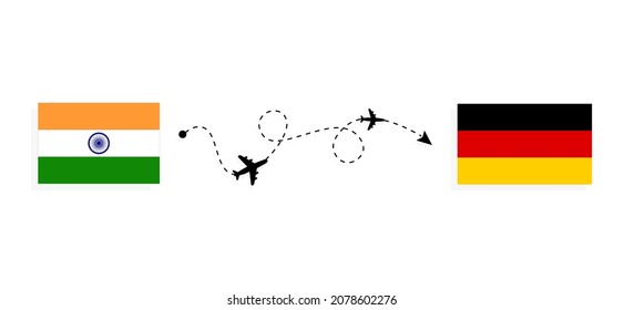 Flight and travel from India to Germany by passenger airplane Travel concept