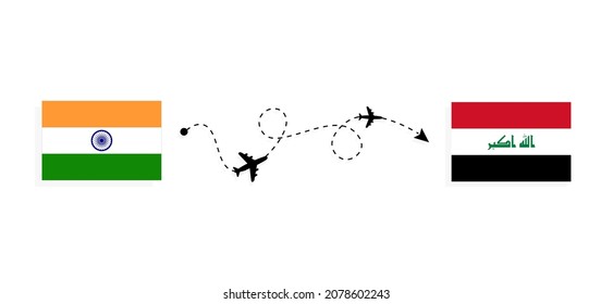 Flight and travel from India to Iraq by passenger airplane Travel concept