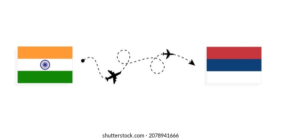 Flight and travel from India to Serbia by passenger airplane Travel concept