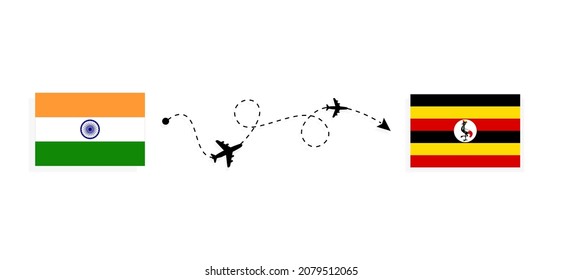 Flight and travel from India to Uganda by passenger airplane Travel concept