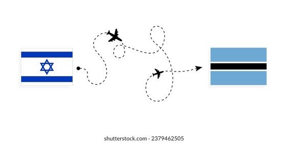 Flight and travel from Israel to Botswana by passenger airplane Travel concept