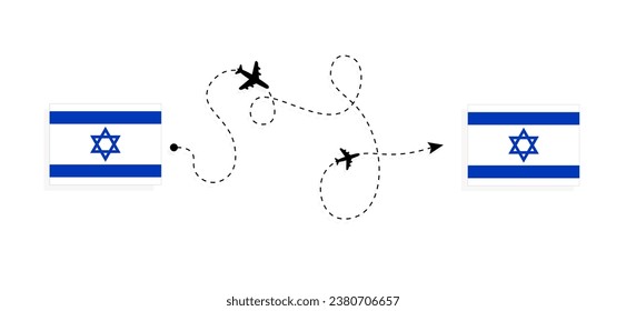 Flight and travel from Israel to Israel by passenger airplane Travel concept