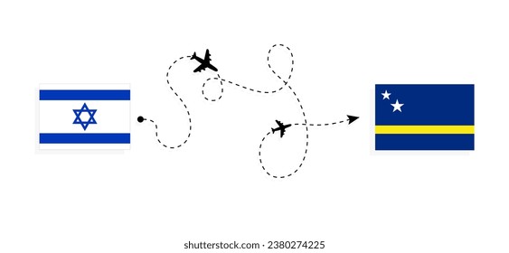 Flight and travel from Israel to Curacao by passenger airplane Travel concept