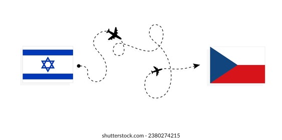 Flight and travel from Israel to Czechia by passenger airplane Travel concept
