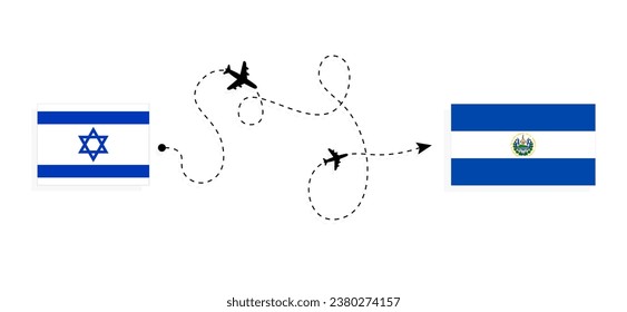 Flight and travel from Israel to El Salvador by passenger airplane Travel concept