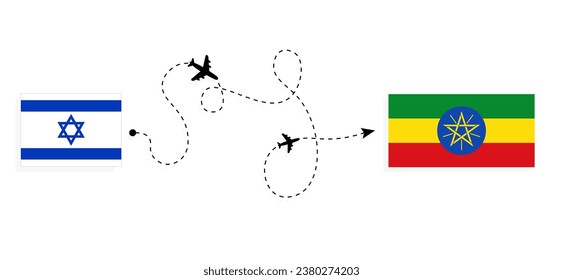 Flight and travel from Israel to Ethiopia by passenger airplane Travel concept