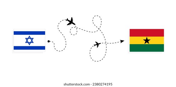 Flight and travel from Israel to Ghana by passenger airplane Travel concept