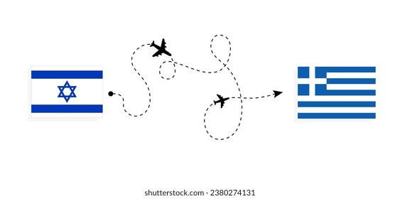 Flight and travel from Israel to Greece by passenger airplane Travel concept