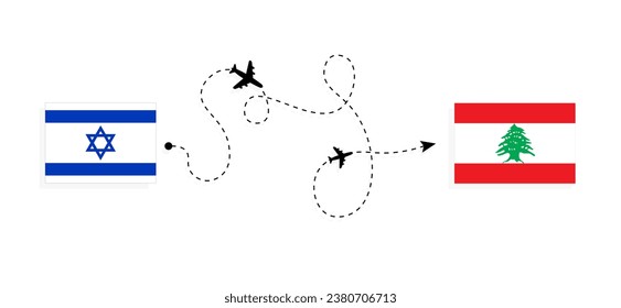 Flight and travel from Israel to Lebanon by passenger airplane Travel concept