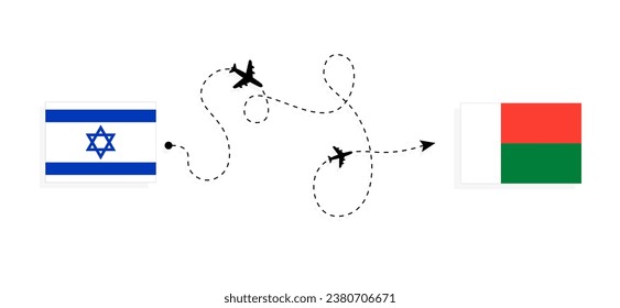Flight and travel from Israel to Madagascar by passenger airplane Travel concept
