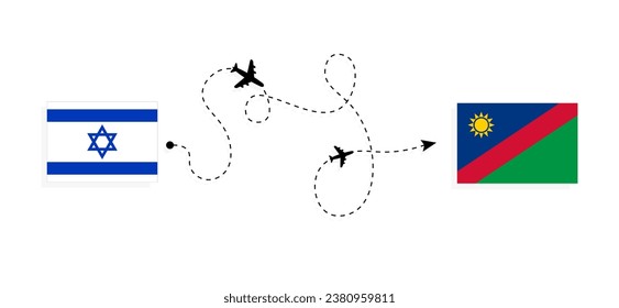 Flight and travel from Israel to Namibia by passenger airplane Travel concept