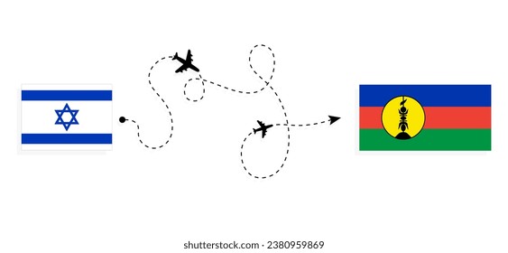 Flight and travel from Israel to New Caledonia by passenger airplane Travel concept
