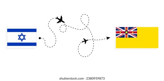 Vuelo y viaje de Israel a Niue por avión de pasajeros Concepto de viajes