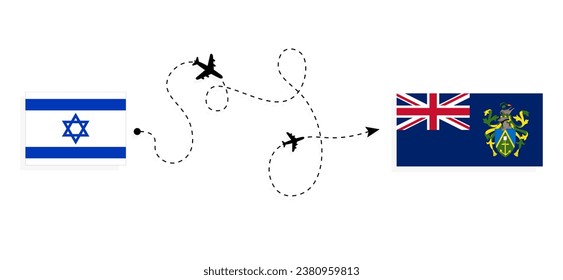 Flight and travel from Israel to Pitcairn Islands by passenger airplane Travel concept