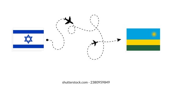 Flight and travel from Israel to Rwanda by passenger airplane Travel concept