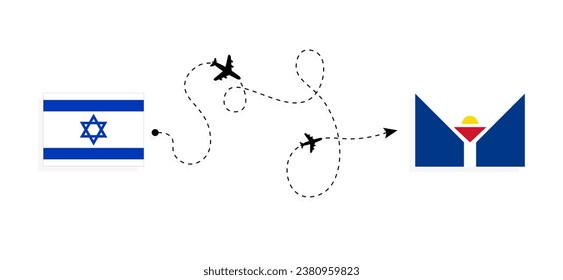 Flight and travel from Israel to Saint Martin by passenger airplane Travel concept