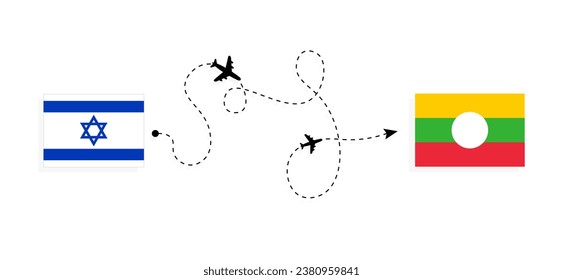 Flight and travel from Israel to Shan State by passenger airplane Travel concept