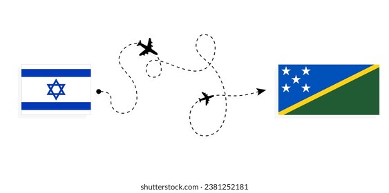 Flight and travel from Israel to Solomon Islands by passenger airplane Travel concept