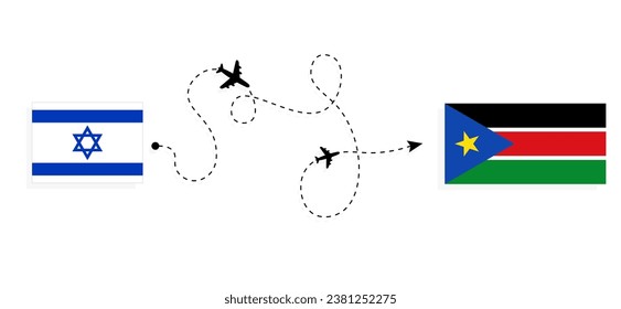 Flight and travel from Israel to South Sudan by passenger airplane Travel concept