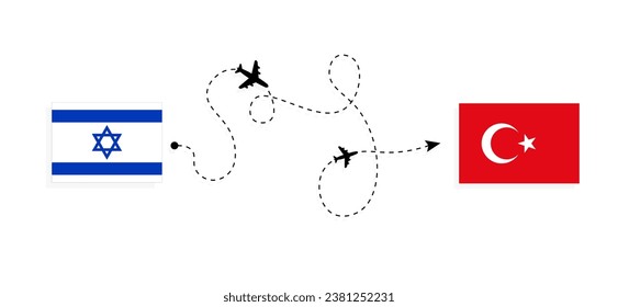 Flight and travel from Israel to Turkey by passenger airplane Travel concept