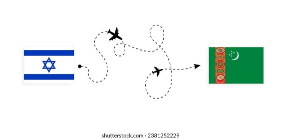 Flight and travel from Israel to Turkmenistan by passenger airplane Travel concept