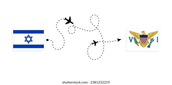 Flight and travel from Israel to United States Virgin Islands by passenger airplane Travel concept