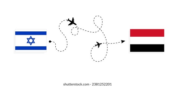 Flight and travel from Israel to Yemen by passenger airplane Travel concept