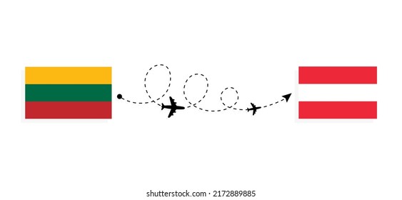 Flight and travel from Lithuania to Austria by passenger airplane Travel concept