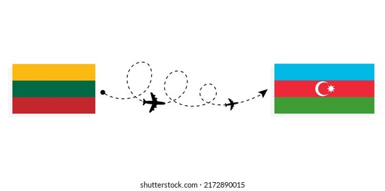 Flight and travel from Lithuania to Azerbaijan by passenger airplane Travel concept