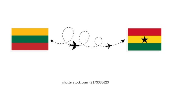 Flight and travel from Lithuania to Ghana by passenger airplane Travel concept