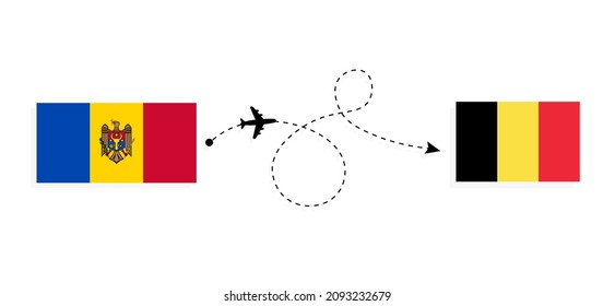 Flight and travel from Moldova to Belgium by passenger airplane Travel concept