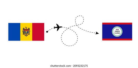 Flight and travel from Moldova to Belize by passenger airplane Travel concept