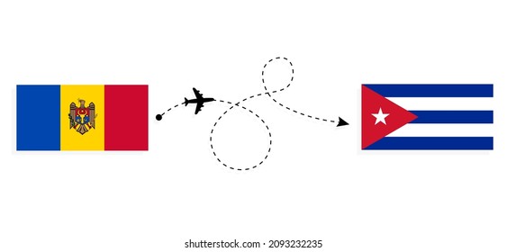 Flight and travel from Moldova to Cuba by passenger airplane Travel concept